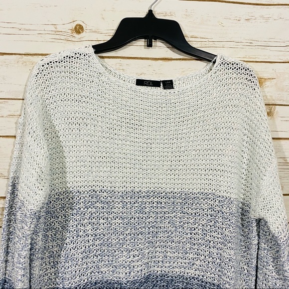 RDI Blue Ombre Open Knit Colorblock Sweater Size L - Picture 3 of 7